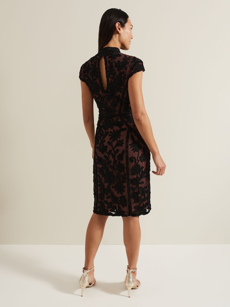 Phase Eight Black Edith Tapework Midi Dress - Image 2 of 7