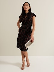 Phase Eight Black Edith Tapework Midi Dress - Image 3 of 7