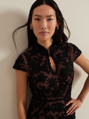 Phase Eight Black Edith Tapework Midi Dress - Image 4 of 7