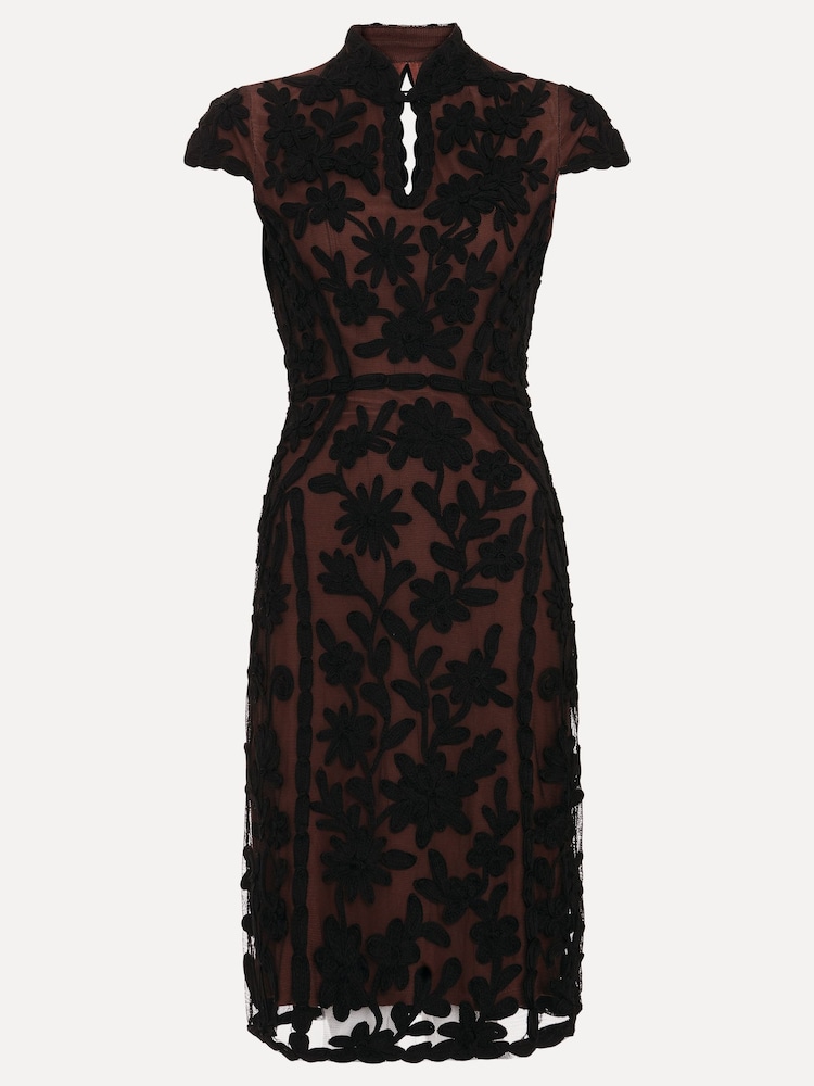 Phase Eight Black Edith Tapework Midi Dress - Image 7 of 7