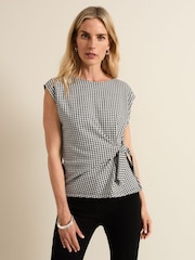 Phase Eight Black Halsey Houndstooth Jacquard Top - Image 1 of 6