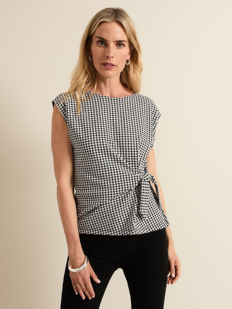 Phase Eight Black Halsey Houndstooth Jacquard Top - Image 1 of 6