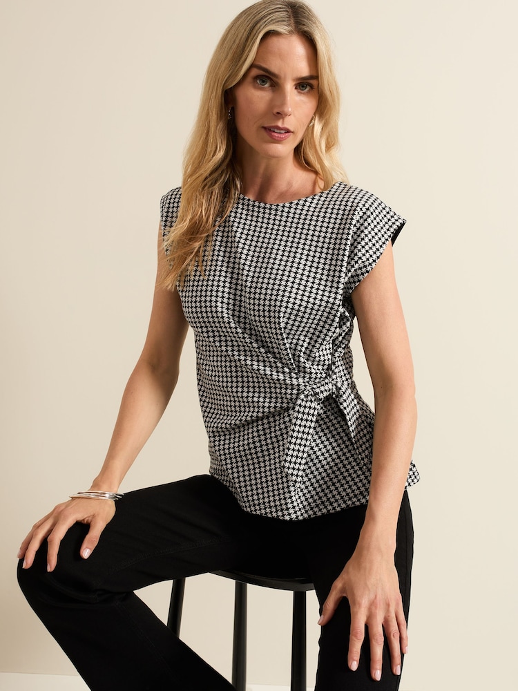Phase Eight Black Halsey Houndstooth Jacquard Top - Image 4 of 6