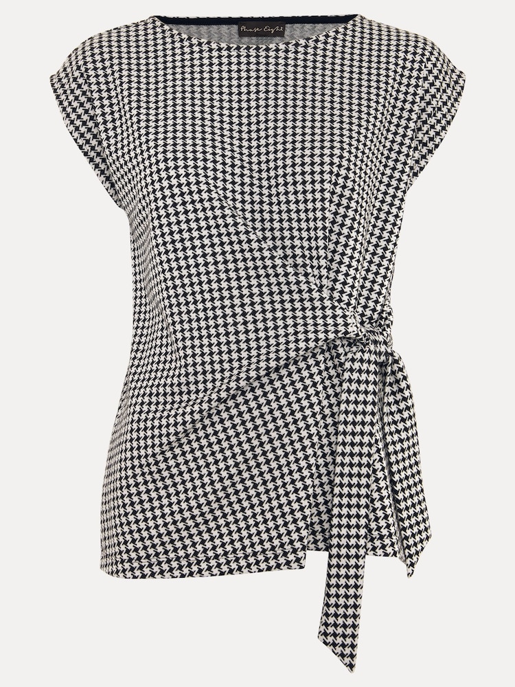 Phase Eight Black Halsey Houndstooth Jacquard Top - Image 6 of 6