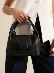 Phase Eight Black Leather Mini Buckle Tote Bag - Image 2 of 6