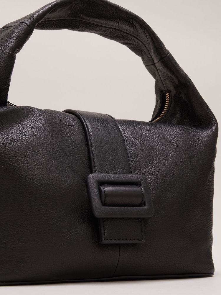 Phase Eight Black Leather Mini Buckle Tote Bag - Image 6 of 6