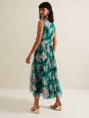 Phase Eight Green Nora Chiffon Floral Wrap Dress - Image 2 of 6