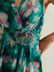 Phase Eight Green Nora Chiffon Floral Wrap Dress - Image 5 of 6