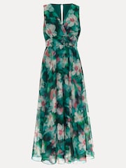 Phase Eight Green Nora Chiffon Floral Wrap Dress - Image 6 of 6