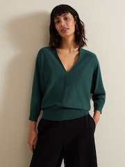 Phase Eight Green Gina V-Neck Batwing Jumper - Image 1 of 7