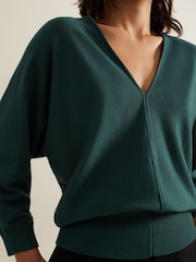 Phase Eight Green Gina V-Neck Batwing Jumper - Image 5 of 7
