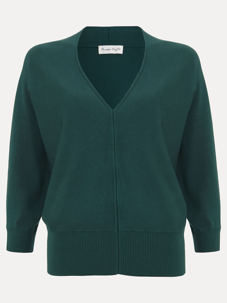 Phase Eight Green Gina V-Neck Batwing Jumper - Image 7 of 7