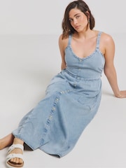 Simply Be Blue Bow Back Denim Maxi Dress Made With 100% TM Lyocell - Image 2 of 3