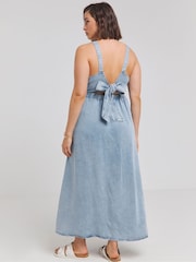 Simply Be Blue Bow Back Denim Maxi Dress Made With 100% TM Lyocell - Image 3 of 3
