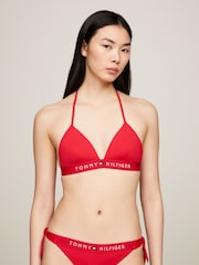 Tommy Hilfiger Red TH Original Foam Triangle Halterneck Bikini Top - Image 4 of 5