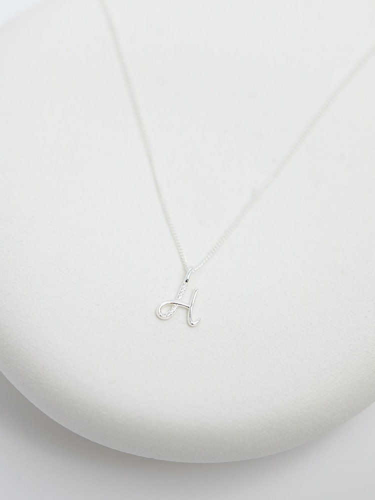 Simply Silver Silver Tone 925 Polished and Cubic Zirconia Initial Pendant - Image 1 of 2