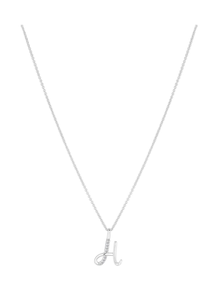 Simply Silver Silver Tone 925 Polished and Cubic Zirconia Initial Pendant - Image 4 of 4