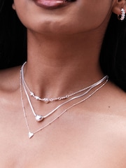 Simply Silver Silver Tone 925 Polished Silver Puff Heart Necklace - Image 1 of 3