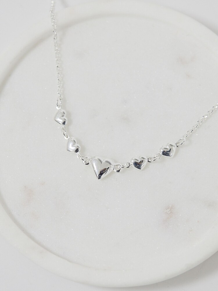 Simply Silver Silver Tone 925 Polished Silver Puff Heart Necklace - Image 3 of 3