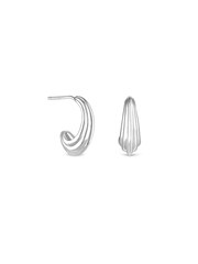 Simply Silver Silver Tone 925 Polished Ridged Hoop Earrings - Image 1 of 4