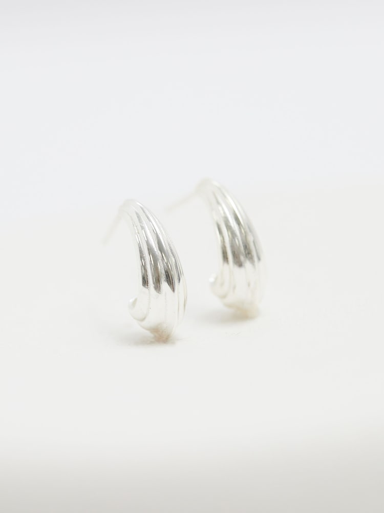 Simply Silver Silver Tone 925 Polished Ridged Hoop Earrings - Image 2 of 4
