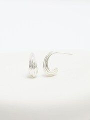 Simply Silver Silver Tone 925 Polished Ridged Hoop Earrings - Image 3 of 4