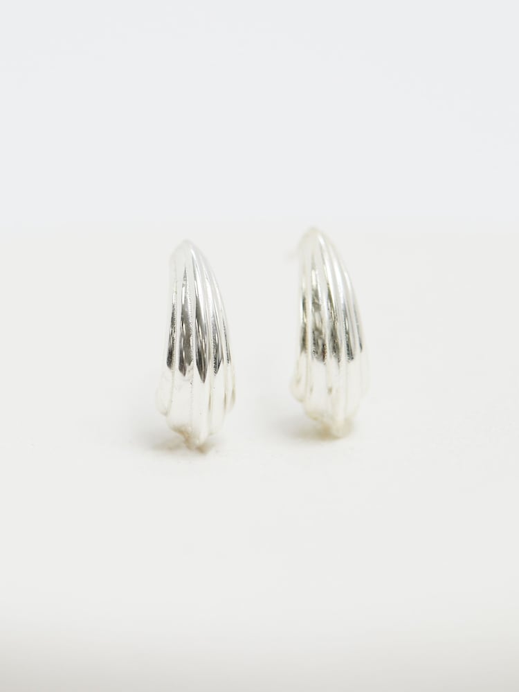 Simply Silver Silver Tone 925 Polished Ridged Hoop Earrings - Image 4 of 4