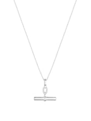 Simply Silver Silver Tone 925 Textured Polished T-Bar Necklace - Image 1 of 3