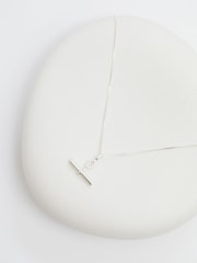 Simply Silver Silver Tone 925 Textured Polished T-Bar Necklace - Image 2 of 3