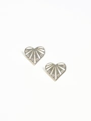 Simply Silver Silver Tone 925 Cubic Zirconia Sunburst Heart Stud Earrings - Image 2 of 4