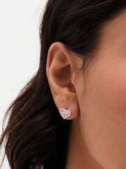 Simply Silver Silver Tone 925 Cubic Zirconia Sunburst Heart Stud Earrings - Image 4 of 4