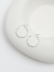 Simply Silver Silver Tone 925 Polished Twist Hoop Earrings - Image 3 of 4