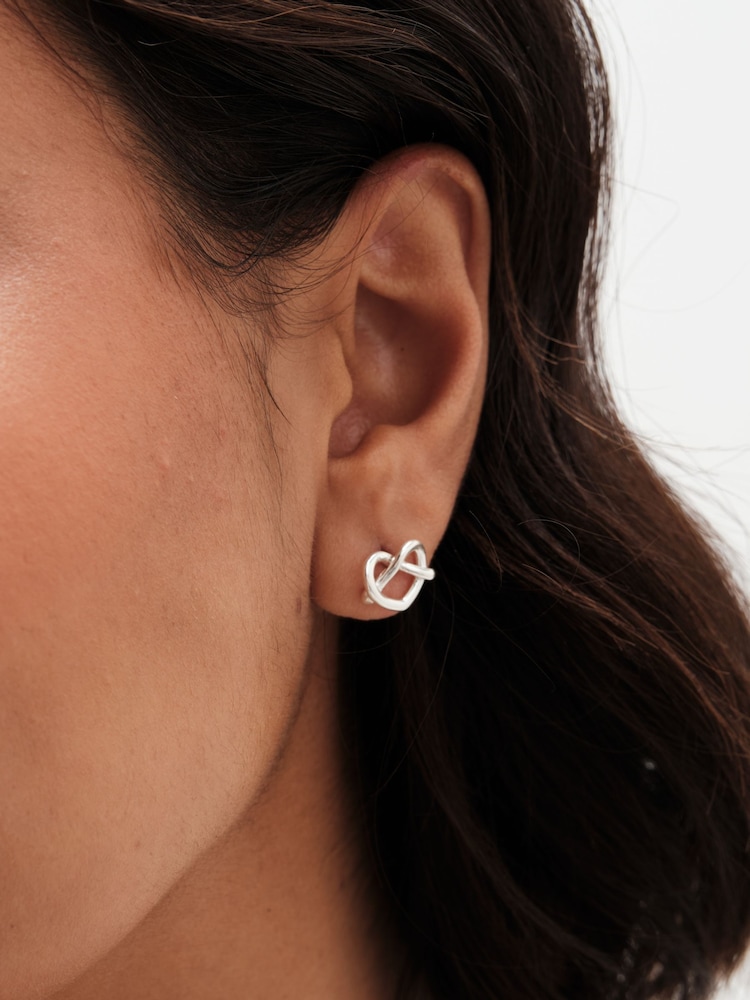 Simply Silver Silver Tone 925 Open Cross-Over Heart Stud Earrings - Image 2 of 4