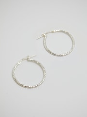 Simply Silver Silver Tone 925 Fine Twisted Diamond Cut Hoop Earrings - Image 1 of 3