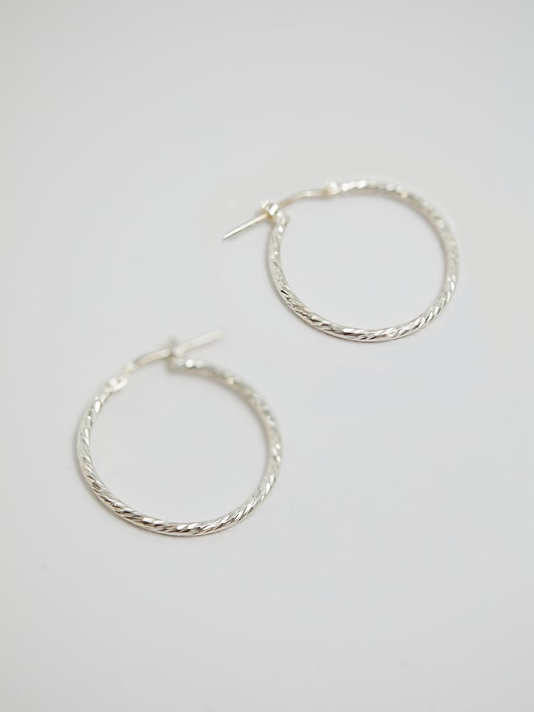 Simply Silver Silver Tone 925 Fine Twisted Diamond Cut Hoop Earrings - Image 1 of 3