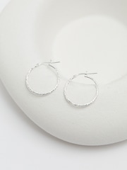 Simply Silver Silver Tone 925 Fine Twisted Diamond Cut Hoop Earrings - Image 2 of 3