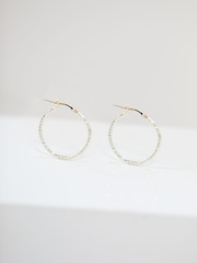 Simply Silver Silver Tone 925 Fine Twisted Diamond Cut Hoop Earrings - Image 3 of 3