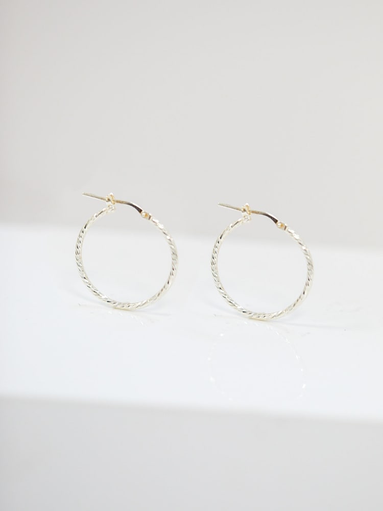 Simply Silver Silver Tone 925 Fine Twisted Diamond Cut Hoop Earrings - Image 3 of 3
