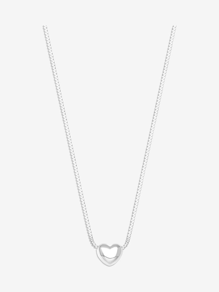 Simply Silver Silver Tone 925 Puff Heart Threaded Chain Necklace - Image 3 of 3