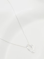 Simply Silver Silver Tone Sterling 925 Polished Open Tapered Heart Pendant Necklace - Image 4 of 4