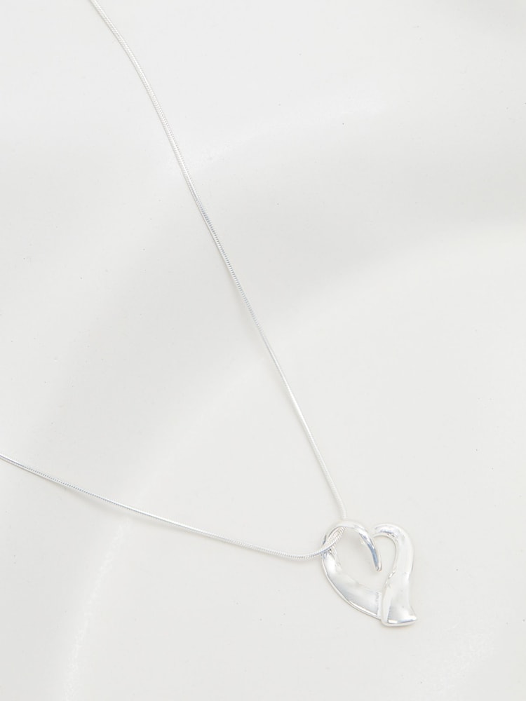 Simply Silver Silver Tone Sterling 925 Polished Open Tapered Heart Pendant Necklace - Image 4 of 4