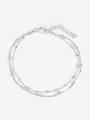 Simply Silver Silver Tone Sterling 925 Polished Double Row Ball Chain Bracelet - Image 3 of 4
