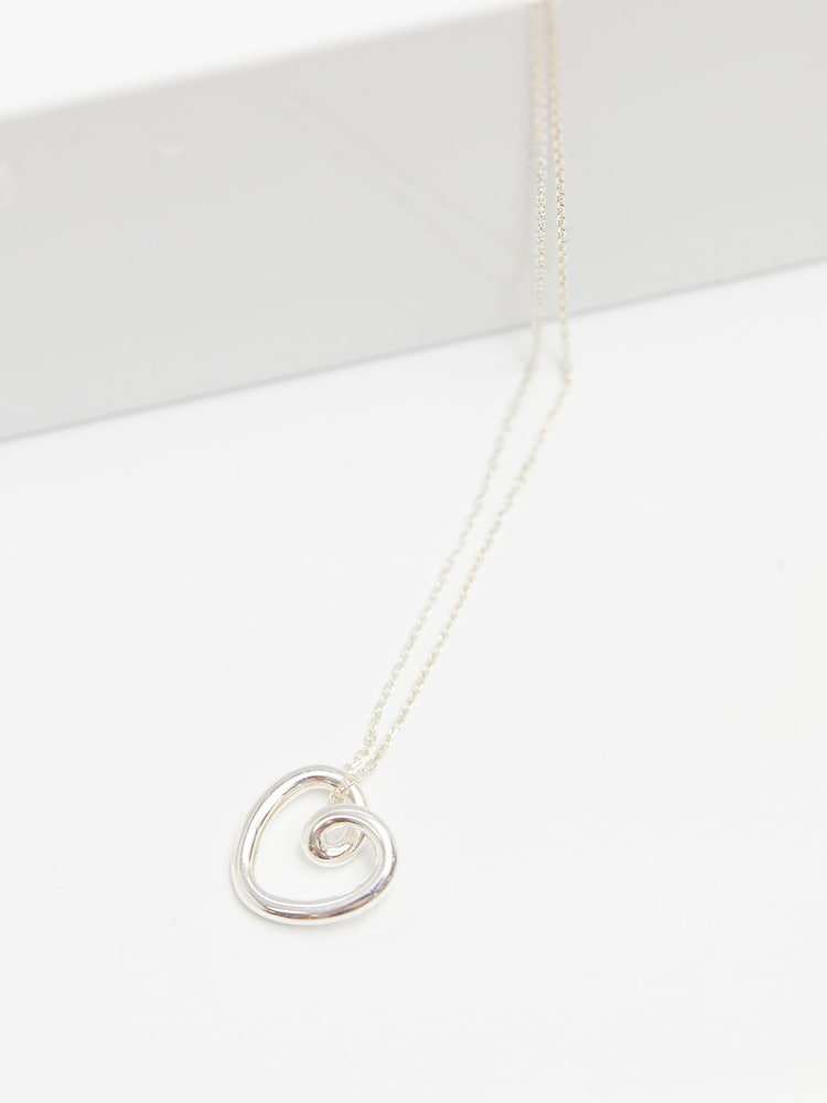 Simply Silver Silver Tone Sterling 925 Swirl Open Heart Necklace - Image 1 of 6