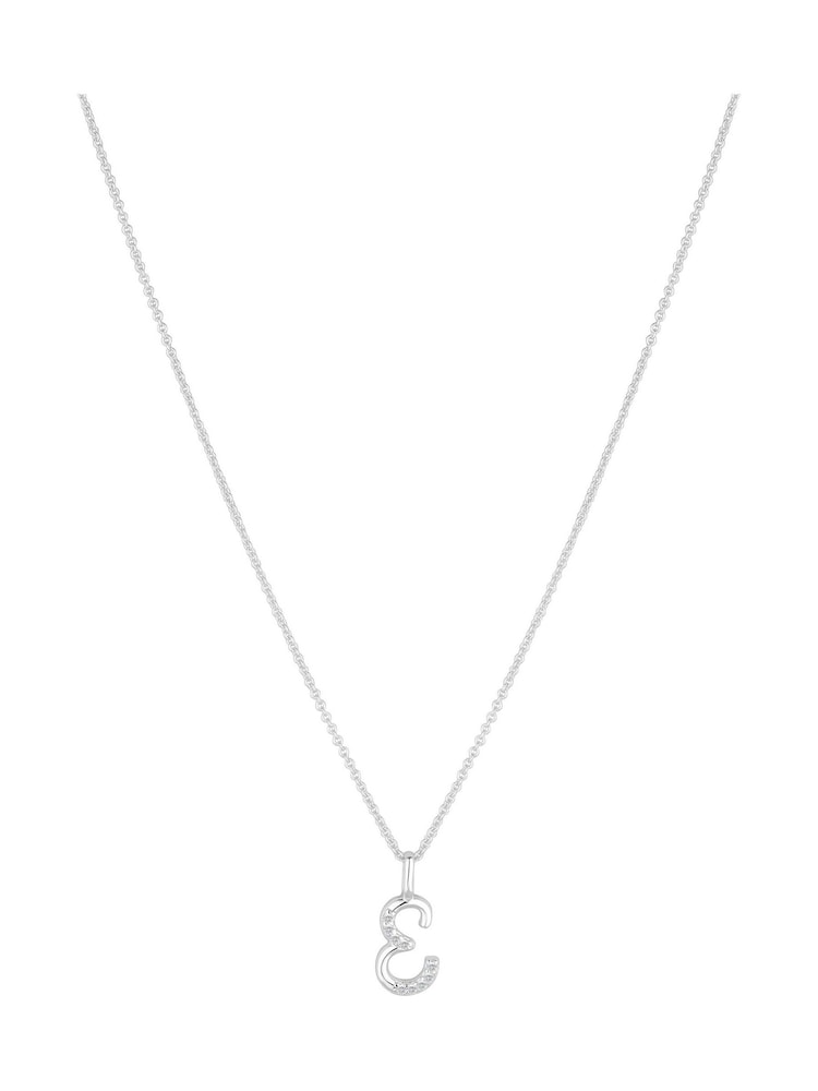 Simply Silver Silver Tone Sterling 925 Polished and Cubic Zirconia Initial Pendant - Image 1 of 6