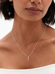 Simply Silver Silver Tone Sterling 925 Polished and Cubic Zirconia Initial Pendant - Image 6 of 6
