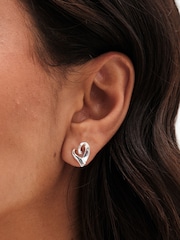 Simply Silver Silver Tone Sterling 925 Pave Padlock Charm Hoop Earrings - Image 1 of 3