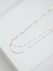 Simply Silver Silver Tone Sterling 925 Polished Double Row Ball Chain Necklace - Image 4 of 4