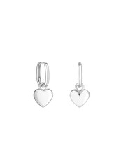 Simply Silver Silver Tone Sterling 925 Polished Puff Heart Charm Hoop Earrings - Image 3 of 4