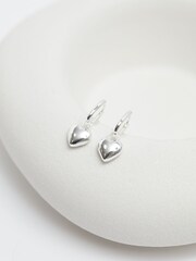 Simply Silver Silver Tone Sterling 925 Polished Puff Heart Charm Hoop Earrings - Image 4 of 4