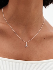 Simply Silver Silver Tone Sterling 925 Polished and Cubic Zirconia Initial Pendant - Image 1 of 4